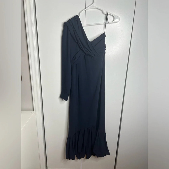 Rokh - Navy Blue One Shoulder Long Sleeve Dress - Size 36 - Picture 3 of 9